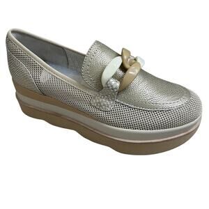 dolce vita Jhenee Platform Sneaker Size 7.5 Gold & Cream Mesh Sides